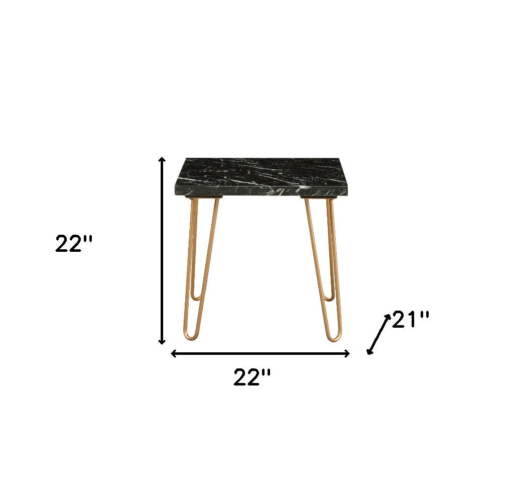 21" White Faux Marble End Table