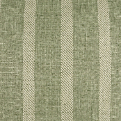 24 x 24 inch pillow in olive green with pale beige vertical stripes and a linen-like textured weave