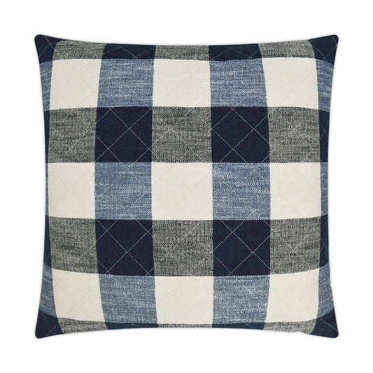 D.V. KAP HOME   24" x 24" Buffalo Quilt Pillow - Denim Farmhouse, Plaid - Check, Western Chic    - 3198-D-2424