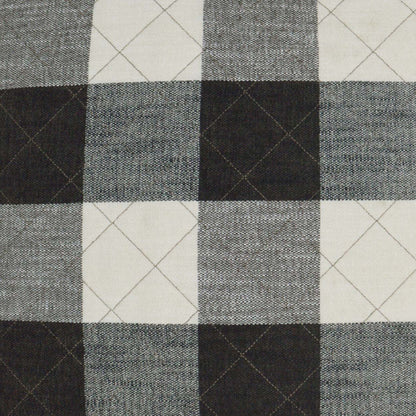 Grey buffalo plaid quilt pillow, 24" x 24", woven checkered fabric with a subtle diamond-stitched grid.