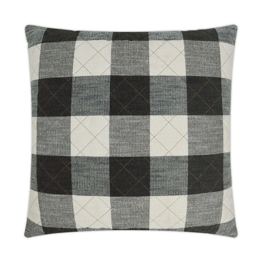 D.V. KAP HOME   24" x 24" Buffalo Quilt Pillow - Grey Farmhouse, Plaid - Check, Western Chic    - 3198-G-2424