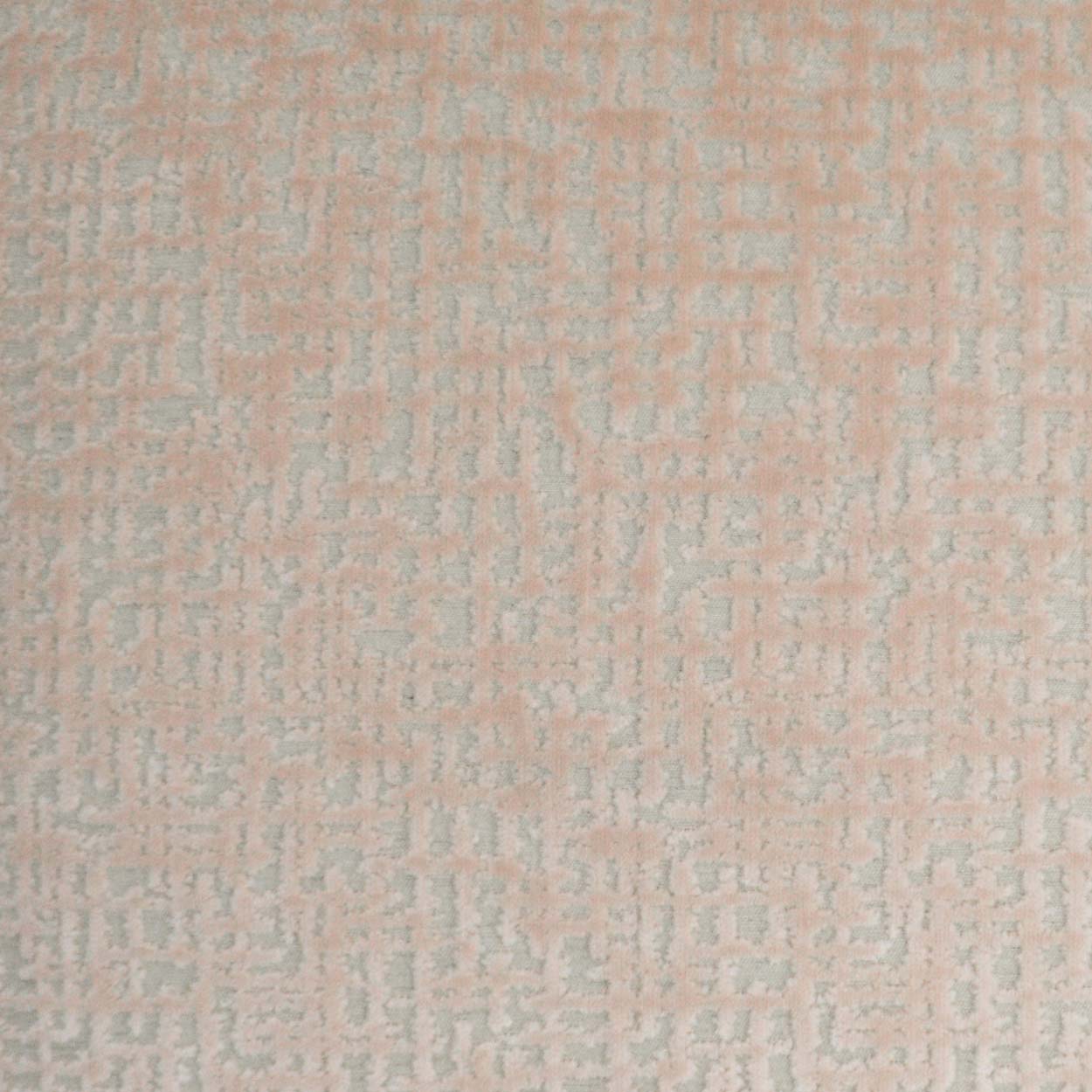 Peach and pale blue woven fabric with a soft irregular geometric pattern.
