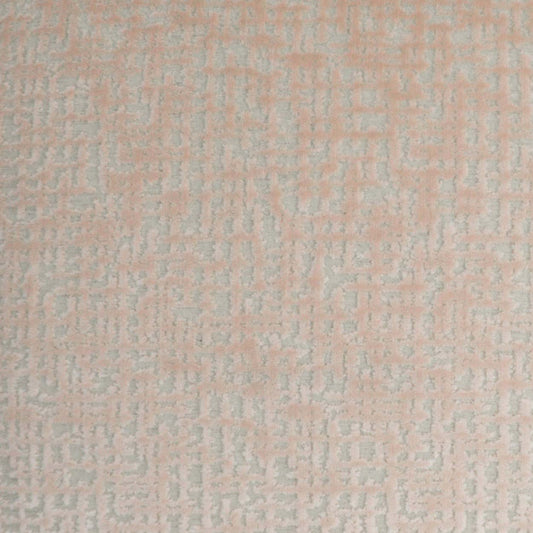 Peach and pale blue woven fabric with a soft irregular geometric pattern.