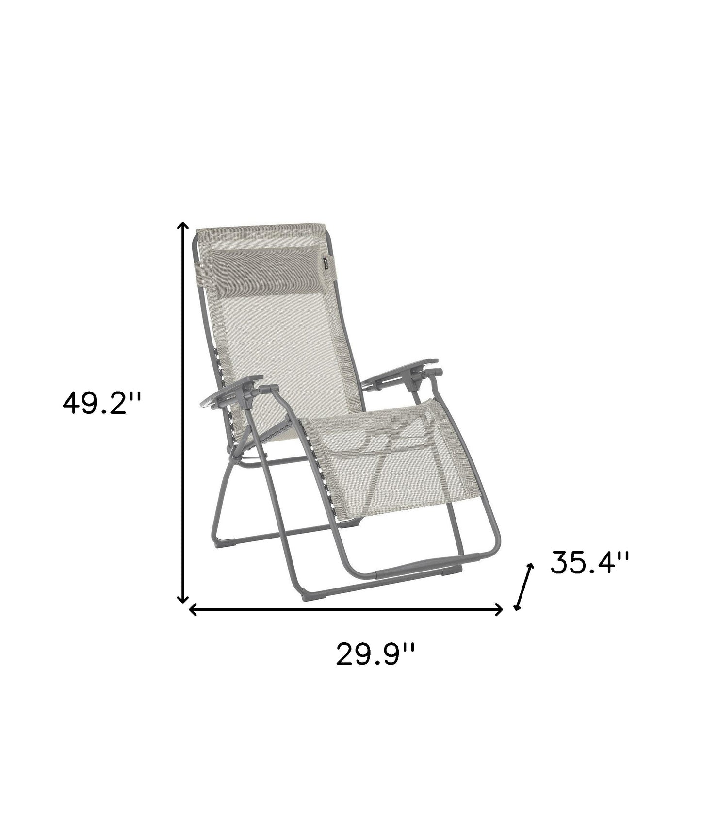 30" Light Gray and Chrome Steel Outdoor Zero Gravity Chair with Light Gray Cushion