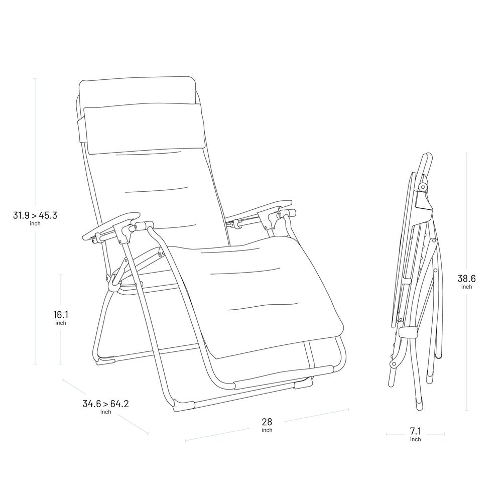 26" Black Steel Outdoor Zero Gravity Chair with Black Cushion