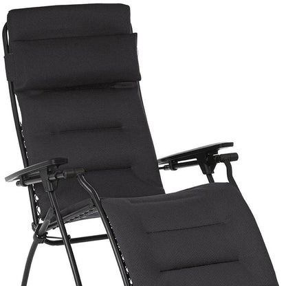 26" Black Steel Outdoor Zero Gravity Chair with Black Cushion