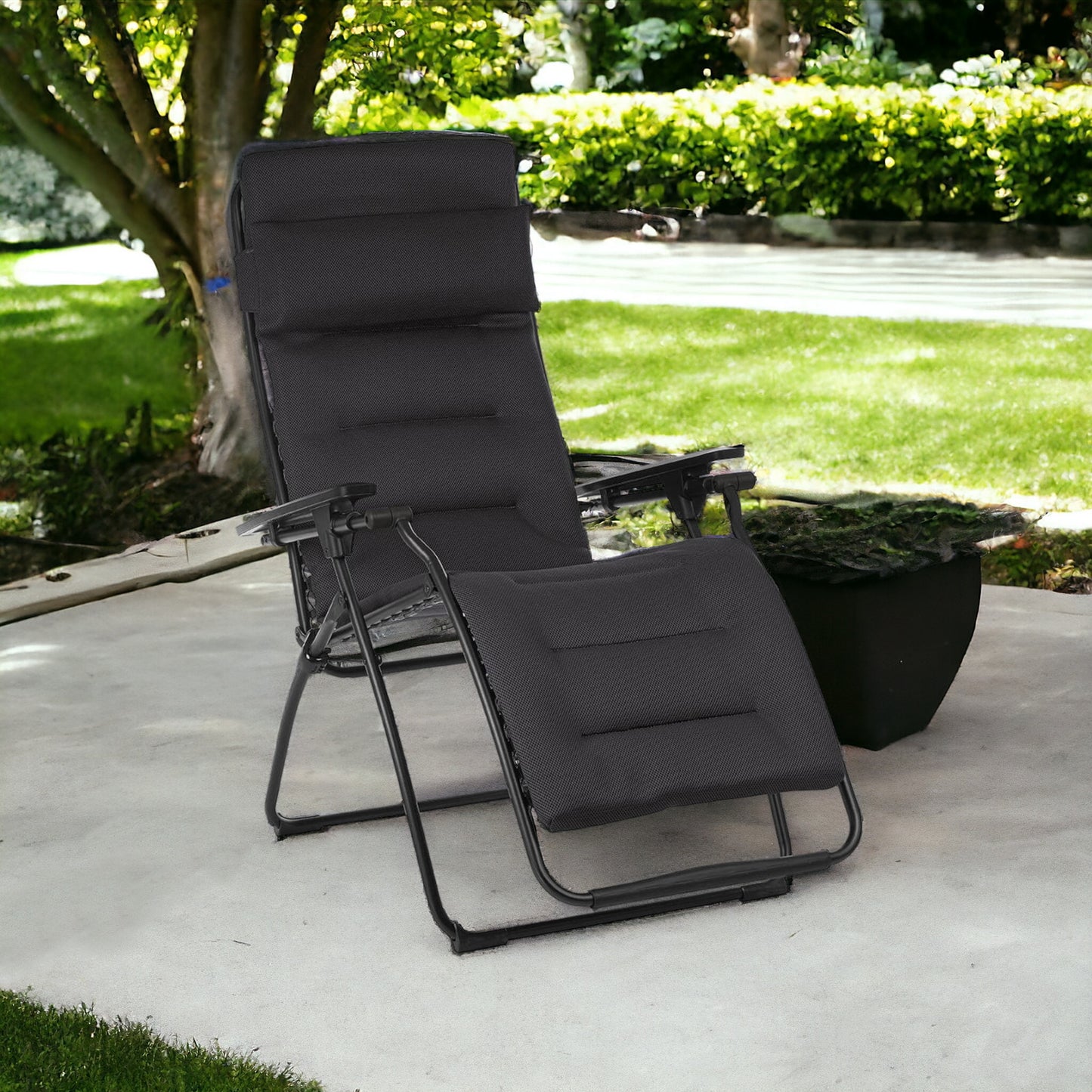 26" Blue Steel Outdoor Zero Gravity Chair with Blue Cushion