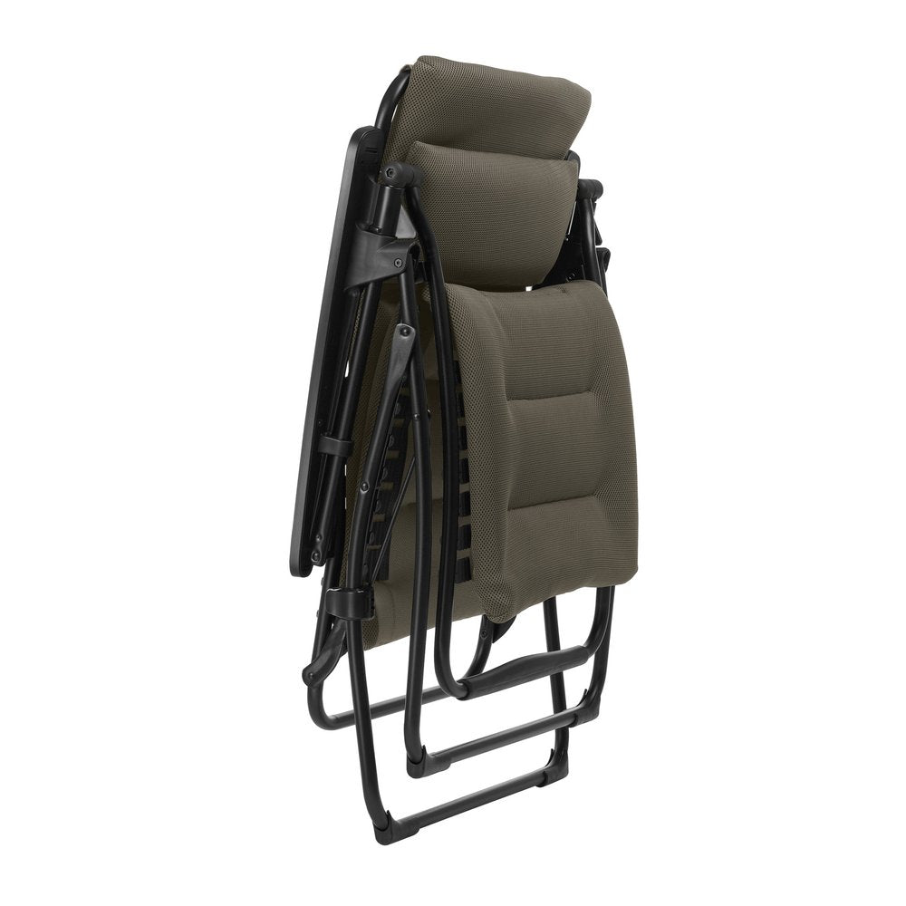 26" Black Steel Outdoor Zero Gravity Chair with Black Cushion