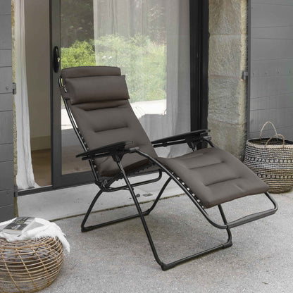 26" Black Steel Outdoor Zero Gravity Chair with Black Cushion