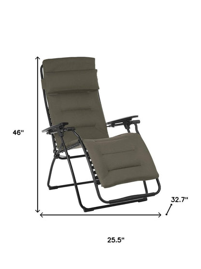 26" Black Steel Outdoor Zero Gravity Chair with Black Cushion