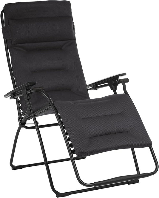 30" Gray Steel Outdoor Zero Gravity Chair with Gray Cushion