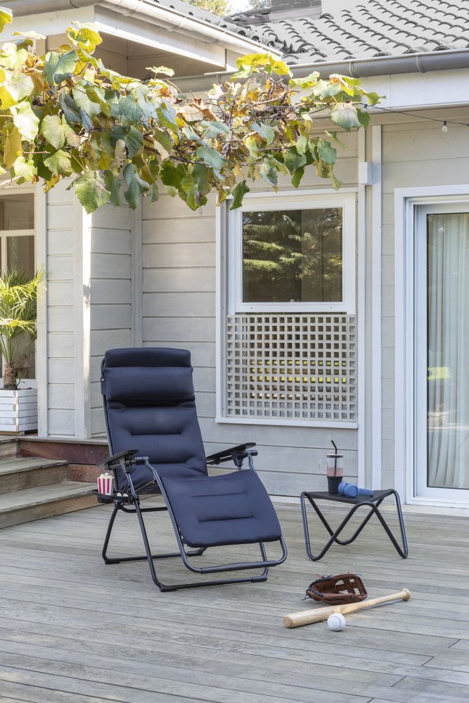 30" Gray Steel Outdoor Zero Gravity Chair with Gray Cushion