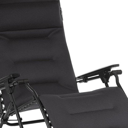 30" Gray Steel Outdoor Zero Gravity Chair with Gray Cushion