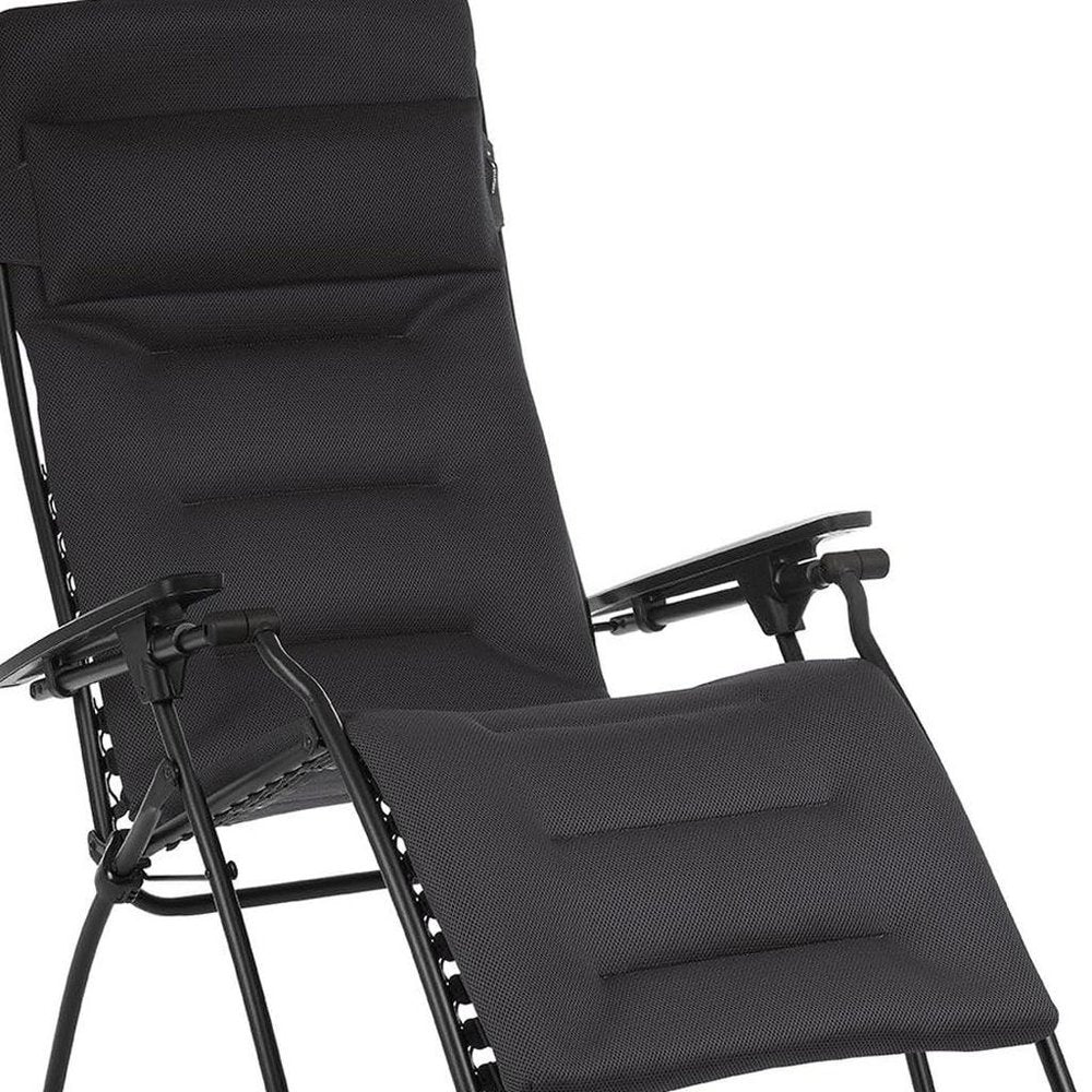 30" Gray Steel Outdoor Zero Gravity Chair with Gray Cushion
