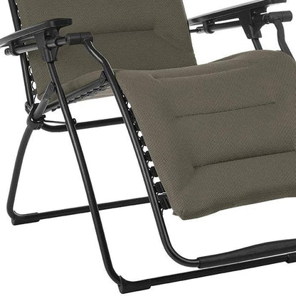 30" Gray Steel Outdoor Zero Gravity Chair with Gray Cushion