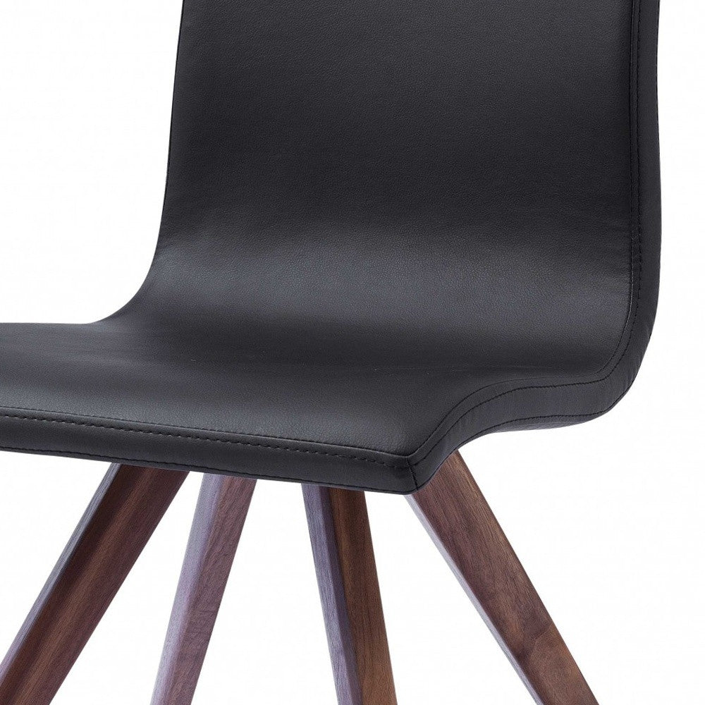 Set of Two Black And Brown Upholstered Faux Leather Dining Side Chairs