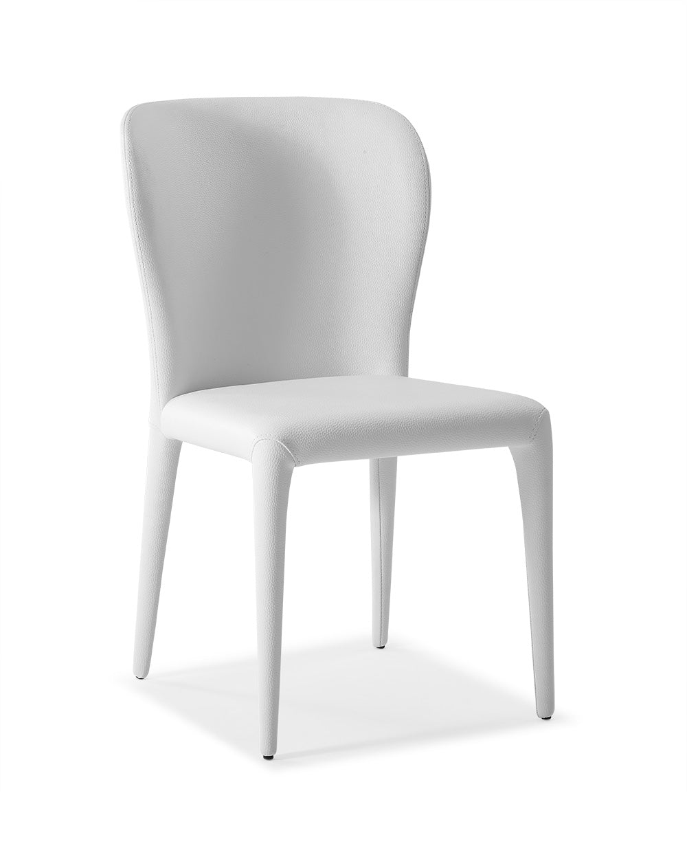 Set of Two White Upholstered Faux Leather Dining Side Chairs