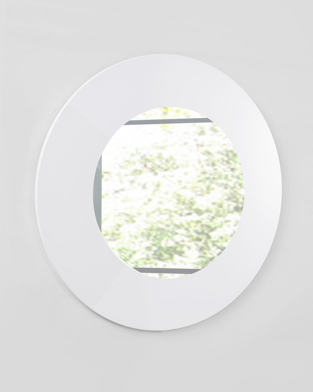 40" White Round Framed Accent Mirror