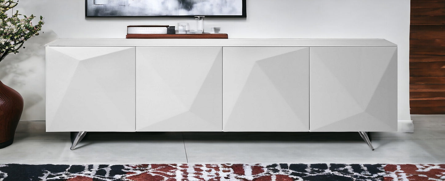 94" White Contemporary Storage Buffet Server