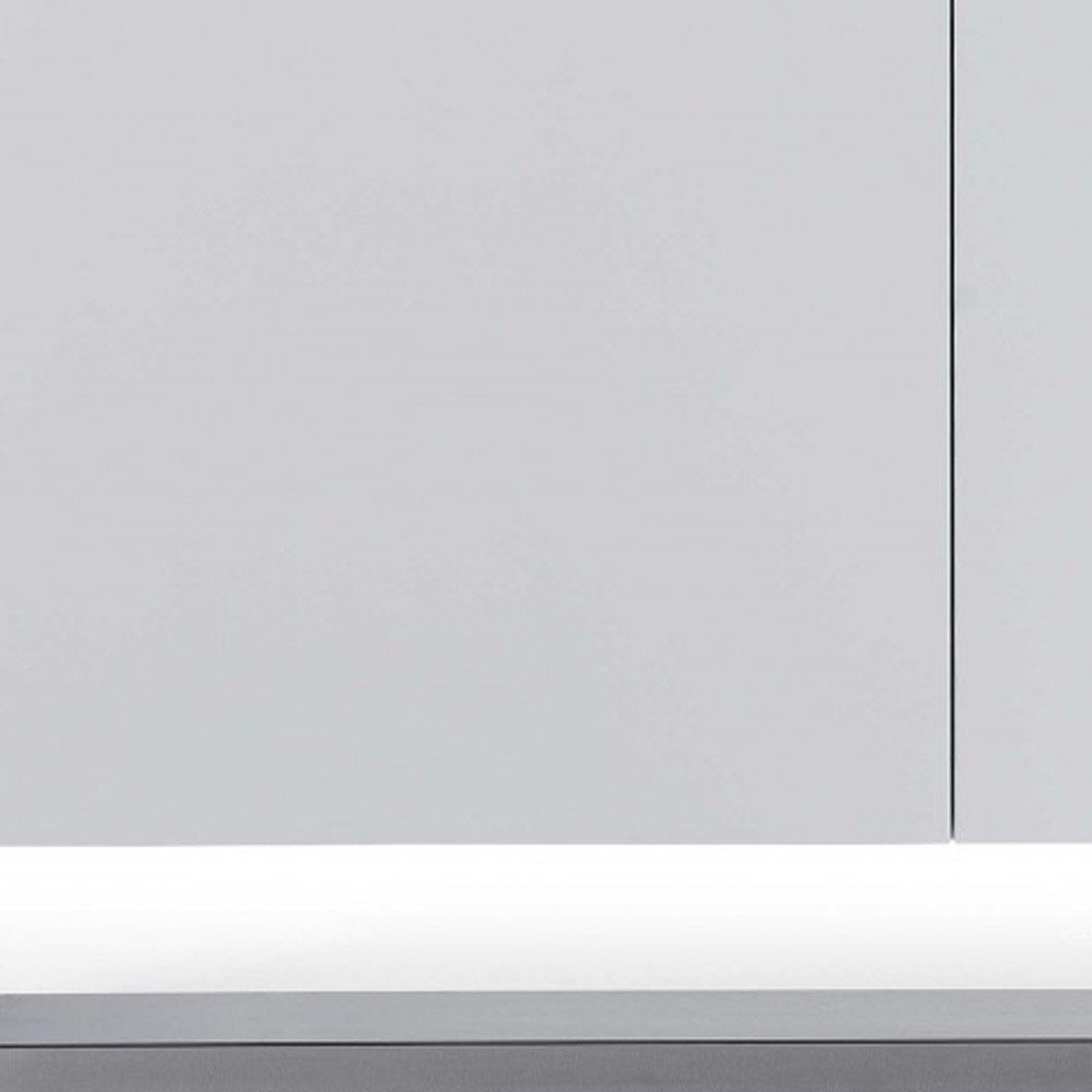 91" White Glass and Stainless Steel Frame Console Table