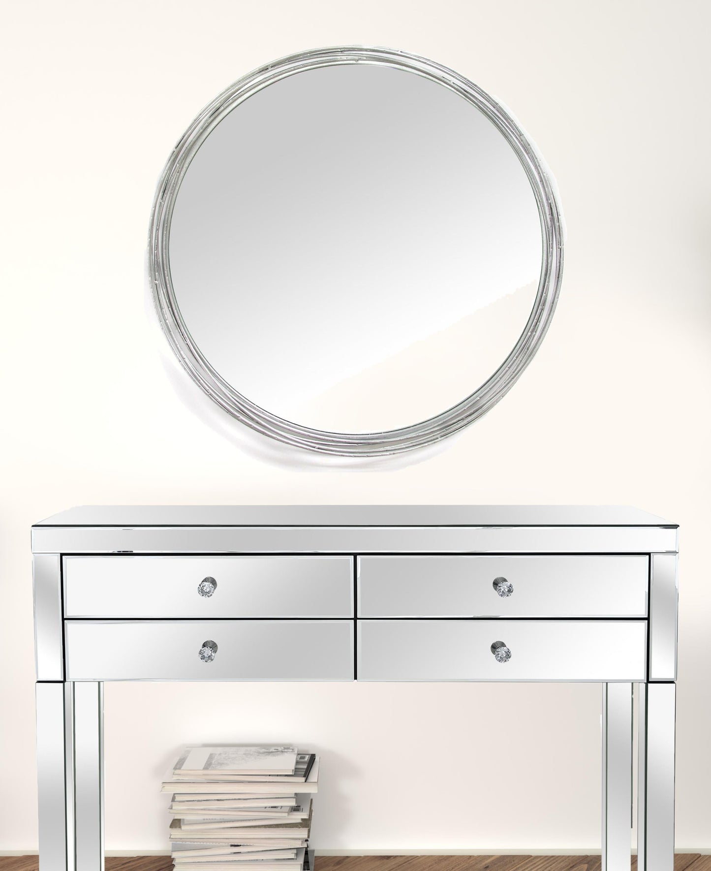 30" Silver Round Framed Accent Mirror