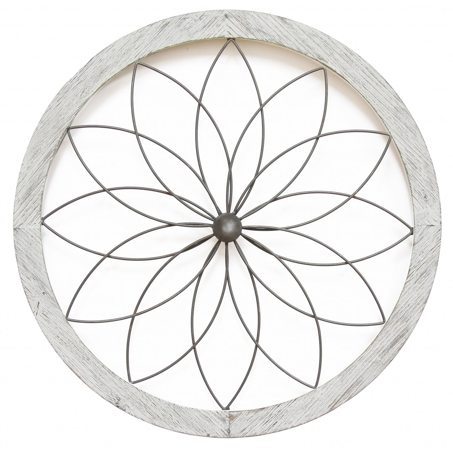 Distressed Chic Flower Metal And Wood Wall Decor