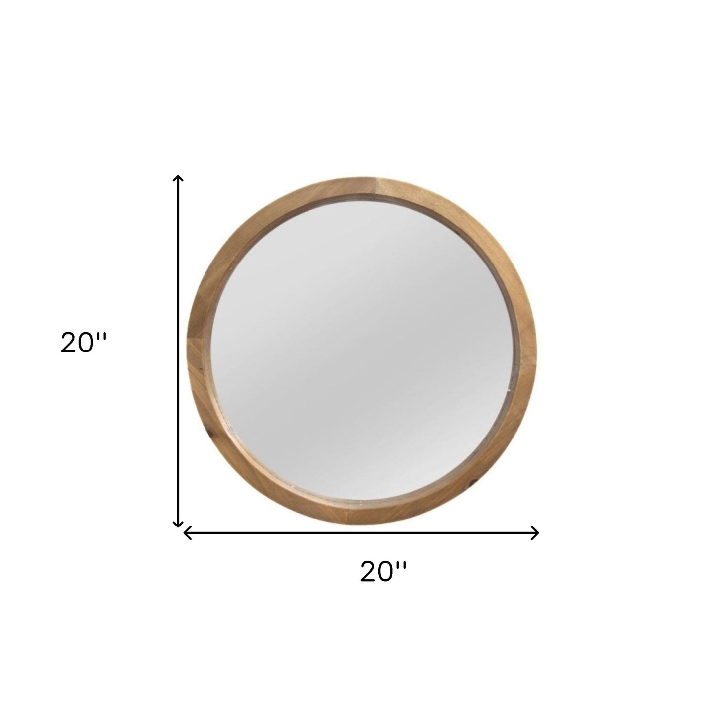 20" Chic Round Wood Framed Wall Mirror