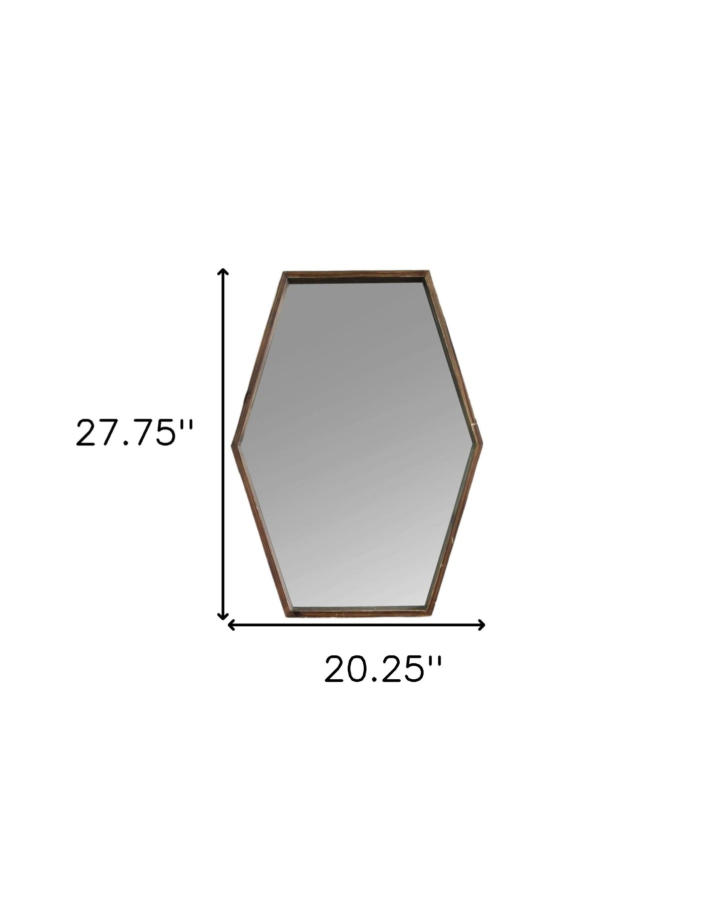 28" Brown Hexagonal Framed Accent Mirror