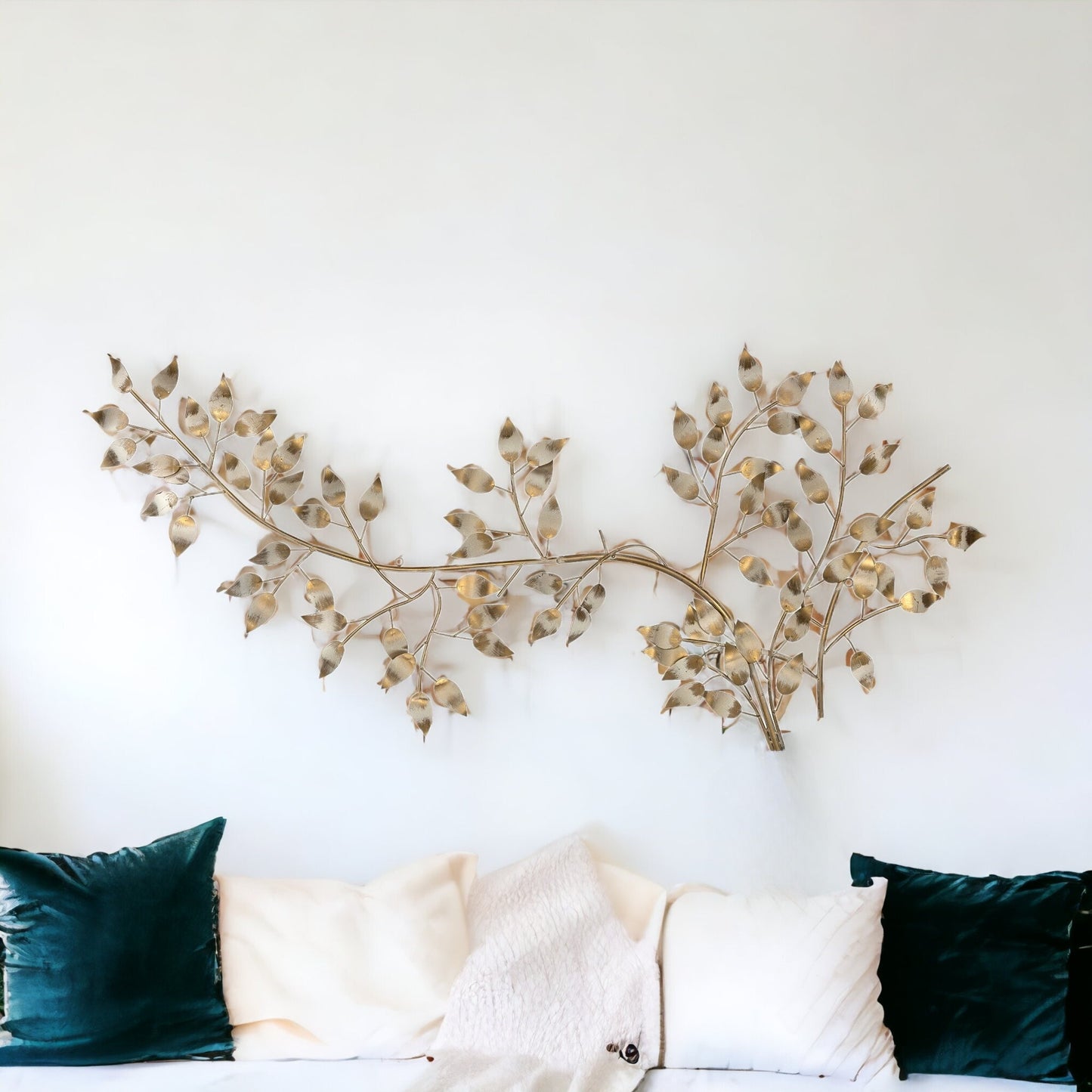 Brushed Gold Flowing Leaves Metal Wall Decor