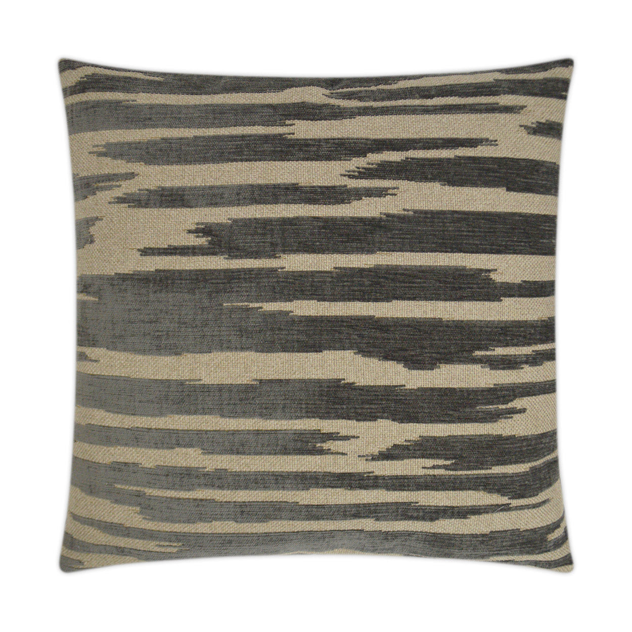 Square decorative grey abstract pillow with textured fabric, 24" x 24