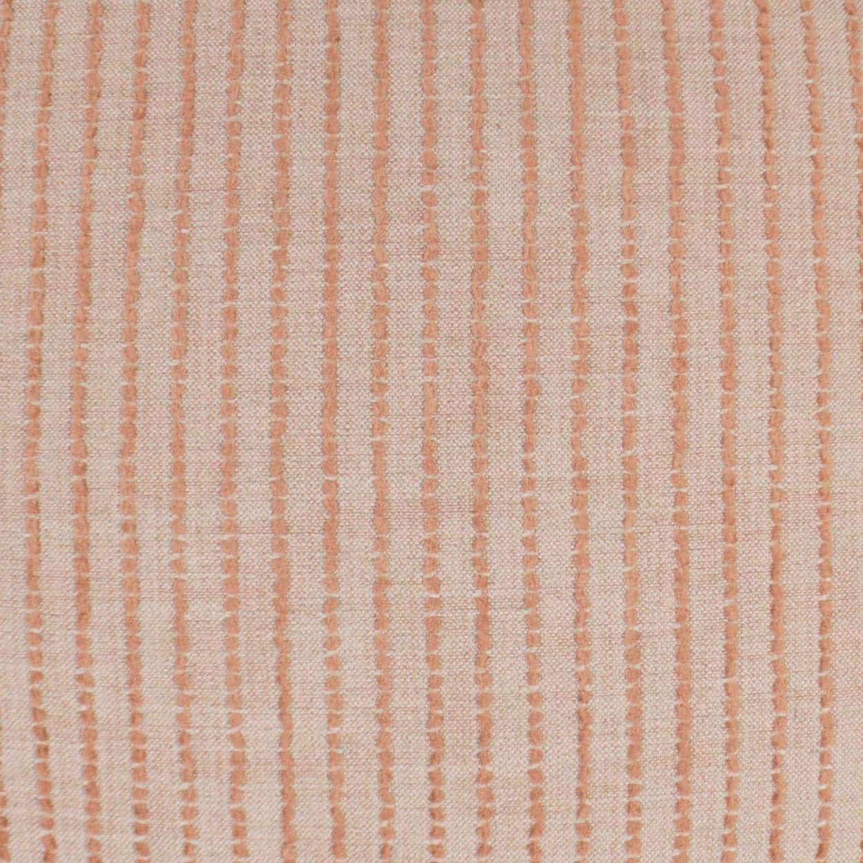 Peach striped woven fabric with narrow vertical lines on a light cream background.