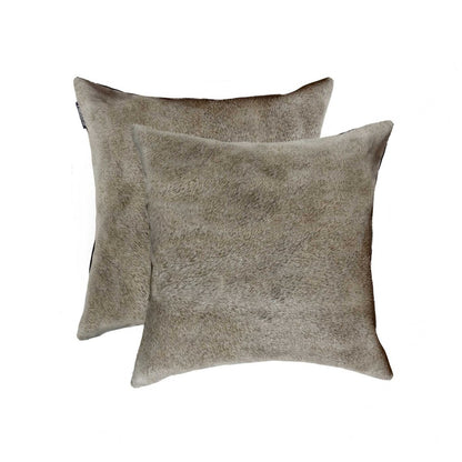 Set of Two 18" Tan Cowhide Throw Pillows