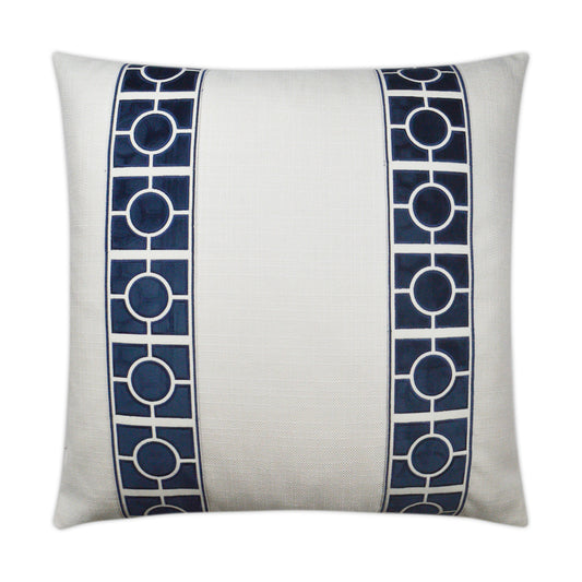D.V. KAP HOME   24" x 24" Vendome Pillow - Blue Traditional, Band / Ribbon    - 3233-B-2424