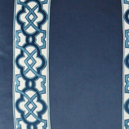 D.V. KAP HOME   24" x 24" Athenee Pillow - Azure Band / Ribbon    - 3234-A-2424