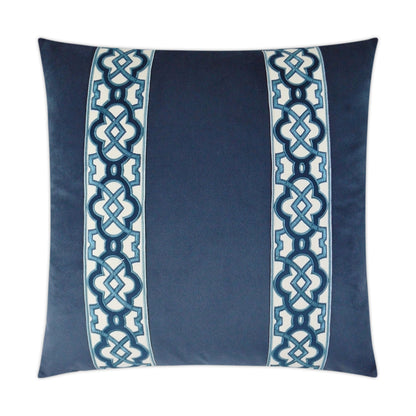 D.V. KAP HOME   24" x 24" Athenee Pillow - Azure Band / Ribbon    - 3234-A-2424