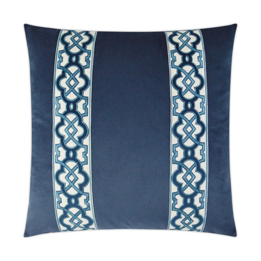 D.V. KAP HOME   24" x 24" Athenee Pillow - Azure Band / Ribbon    - 3234-A-2424