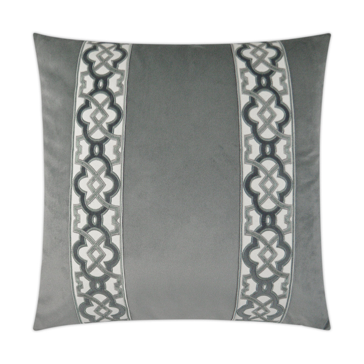 D.V. KAP HOME   24" x 24" Athenee Pillow - Smoke Band / Ribbon    - 3234-S-2424