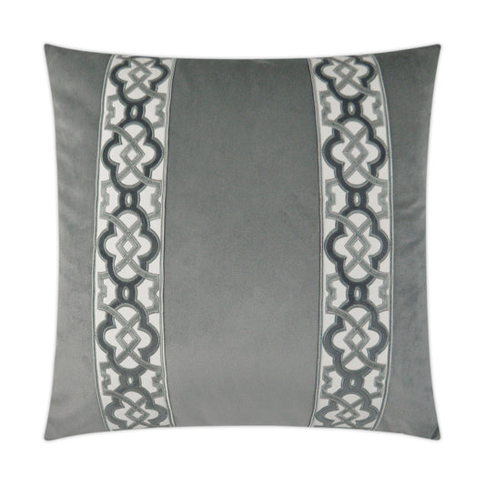 D.V. KAP HOME   24" x 24" Athenee Pillow - Smoke Band / Ribbon    - 3234-S-2424