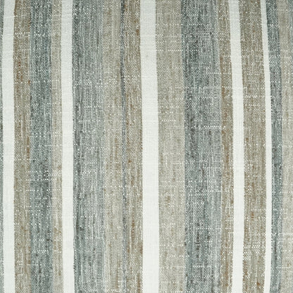 Grey striped pillow with faded stripe pattern; soft, woven fabric.