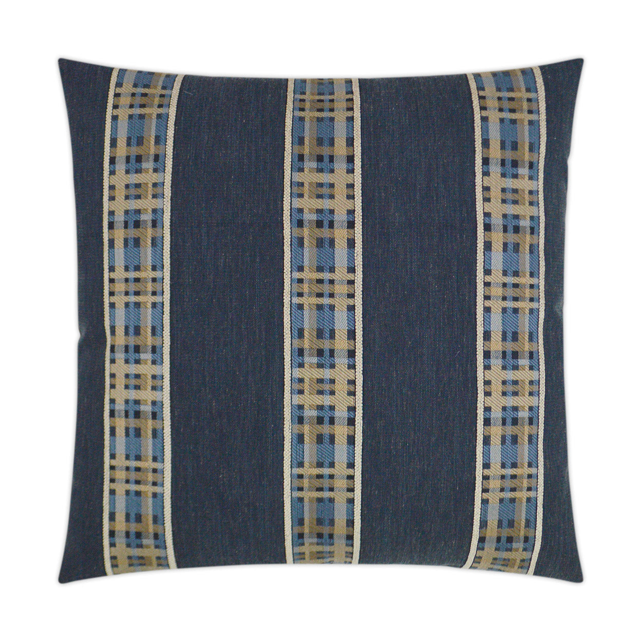 D.V. KAP HOME   24" x 24" Rivulet Pillow - Denim Plaid - Check, Traditional, Band / Ribbon    - 3260-D-2424