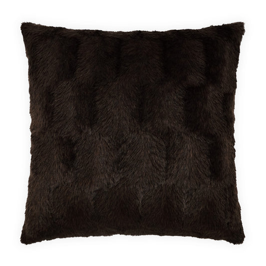 D.V. KAP HOME   24" x 24" Ermelo Pillow - Espresso Solid, Faux Fur    - 3263-E-2424