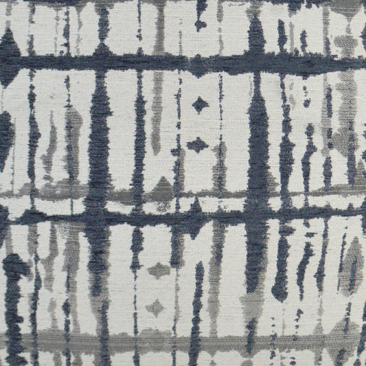 Navy and gray woven fabric with vertical stripe grid pattern.