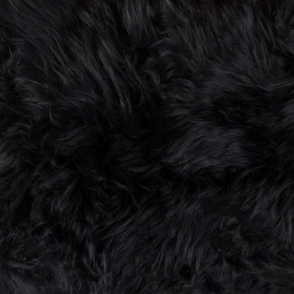 12" X 20" Black Sheepskin Lumbar Throw Pillow