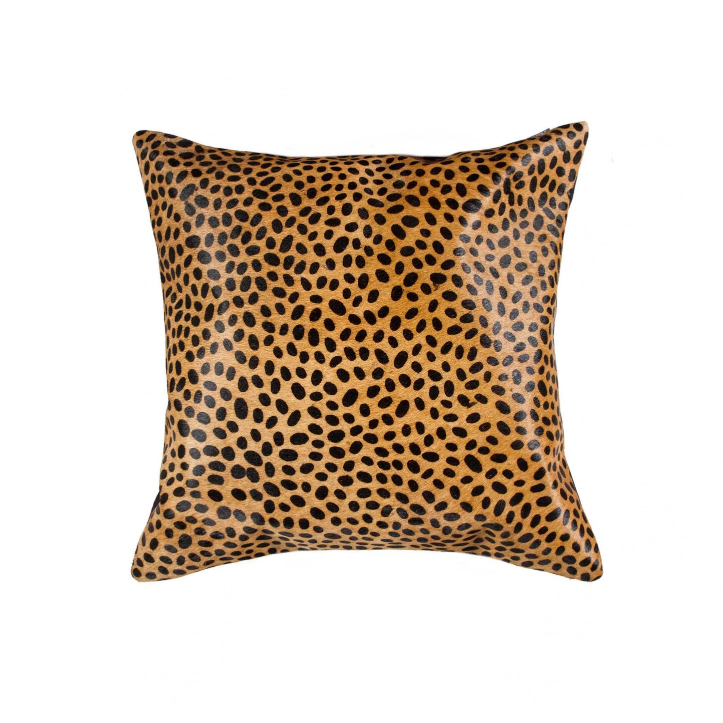 18" X 18" Orange and Black Animal Print Cowhide Zippered Pillow