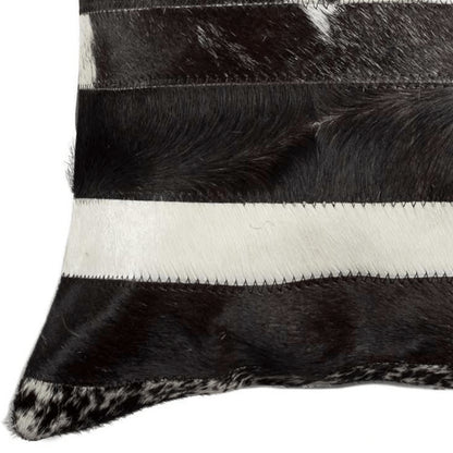 18" White And Black Cowhide Throw Pillow