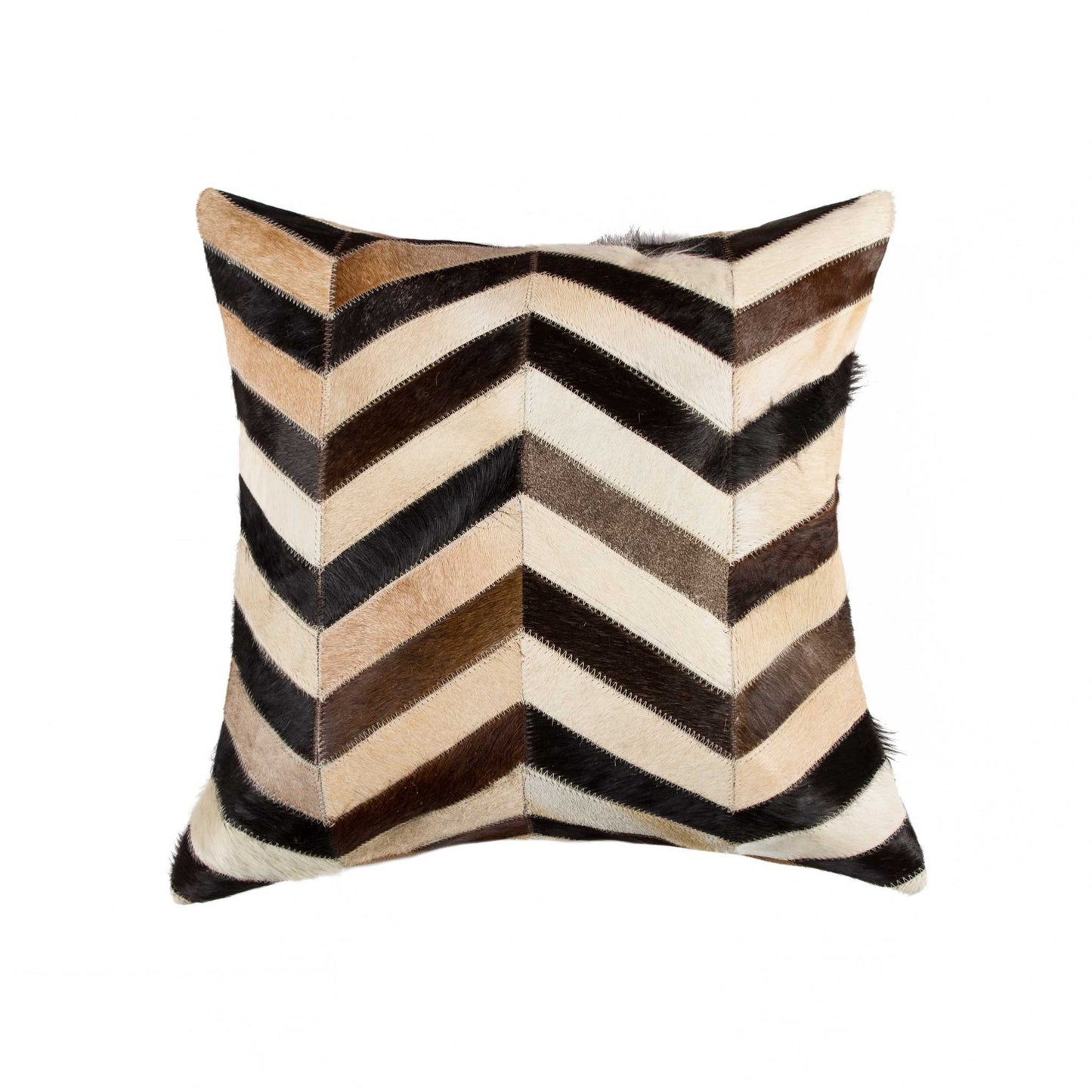 18" Brown and Black Cowhide Throw Pillow