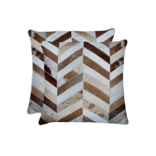 Set of Two Natural Striped Cowhide Throw Pillow