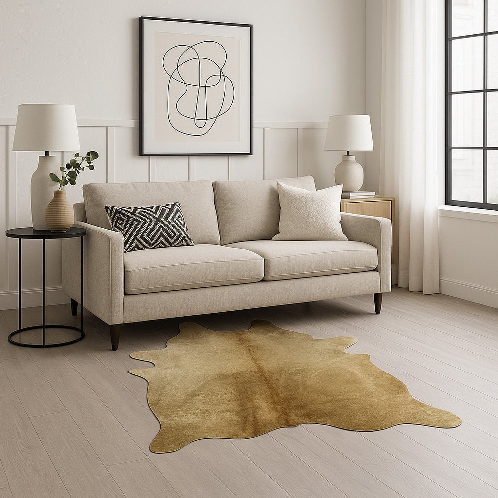 6' X 7' Taupe Cowhide Cowhide Print Area Rug