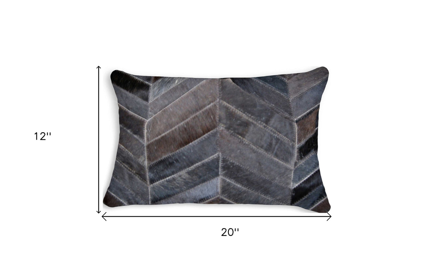 12" X 20" Gray and Brown Chevron Cowhide Throw Pillow