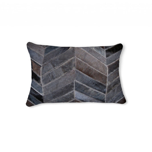 12" X 20" Navy Cowhide Throw Pillow